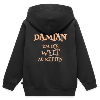 Helfer Damian - Kinder Premium Organic Zip Hoodie - Schwarz - Hinten - AI Model Kid Male (0cm)