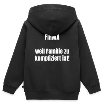 Firma....weil Familie zu kompliziert ist! - Kinder Premium Organic Zip Hoodie - Schwarz - Hinten - AI Model Kid Male (0cm)