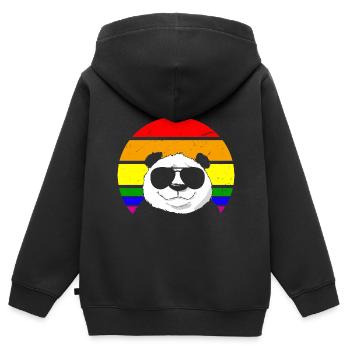 Schwuler Panda - Kinder Premium Organic Zip Hoodie - Schwarz - Hinten - AI Model Kid Male (0cm)