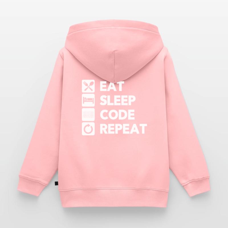 Eat Sleep Code Repeat Coder Programmer Software De Kinder Premium Organic Zip Hoodie