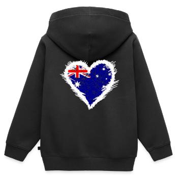 Australia - Kids Premium Organic Zip-up Hoodie - black - Back - AI Model Kid Male (0cm)