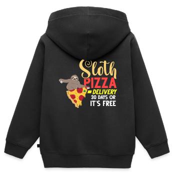 Faultier Pizza Lieferung Pizzeria Italienisch - Kinder Premium Organic Zip Hoodie - Schwarz - Hinten - AI Model Kid Male (0cm)