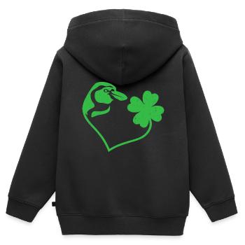 Pingouin Shamrock Lucky Charm Amour - Sweat Premium à capuche zippé enfant bio - noir - Dos - AI Model Kid Male (0cm)