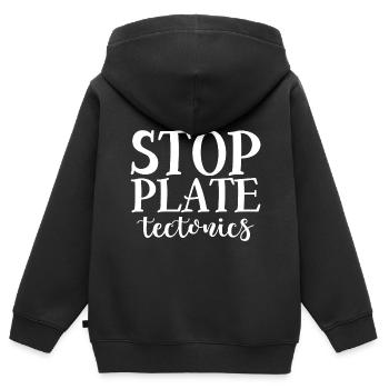 Tectonique des plaques d’arrêt 4 - Sweat Premium à capuche zippé enfant bio - noir - Dos - AI Model Kid Male (0cm)