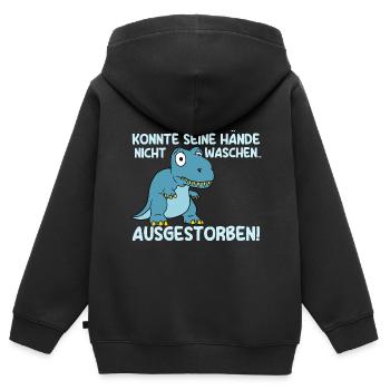 Konnte Seine Hände Nicht Waschen Ausgestorben - Kinder Premium Organic Zip Hoodie - Schwarz - Hinten - AI Model Kid Male (0cm)