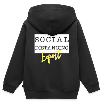 Social Distancing Expert - Kinder Premium Organic Zip Hoodie - Schwarz - Hinten - AI Model Kid Male (0cm)