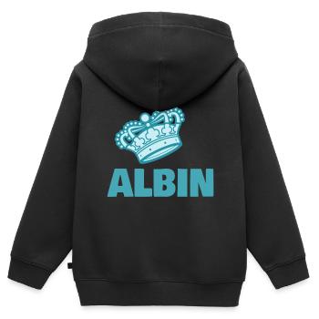 König Albin - Kinder Premium Organic Zip Hoodie - Schwarz - Hinten - AI Model Kid Male (0cm)
