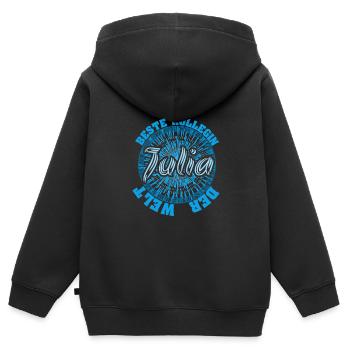 Vorname Julia - Kinder Premium Organic Zip Hoodie - Schwarz - Hinten - AI Model Kid Male (0cm)