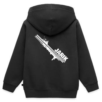 Éclaboussures de couleur Jarik - Sweat Premium à capuche zippé enfant bio - noir - Dos - AI Model Kid Male (0cm)