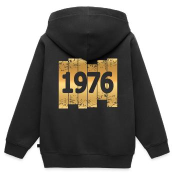 Année 1976 - Sweat Premium à capuche zippé enfant bio - noir - Dos - AI Model Kid Male (0cm)