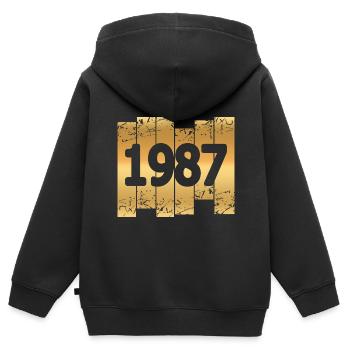Gold 1987 - Kinder Premium Organic Zip Hoodie - Schwarz - Hinten - AI Model Kid Male (0cm)