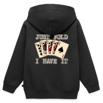 Juste plier je l’ai 2 - Sweat Premium à capuche zippé enfant bio - noir - Dos - AI Model Kid Male (0cm)