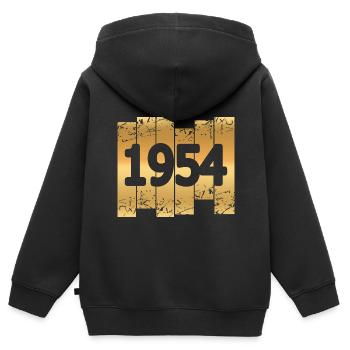 Gold 1954 - Kinder Premium Organic Zip Hoodie - Schwarz - Hinten - AI Model Kid Male (0cm)