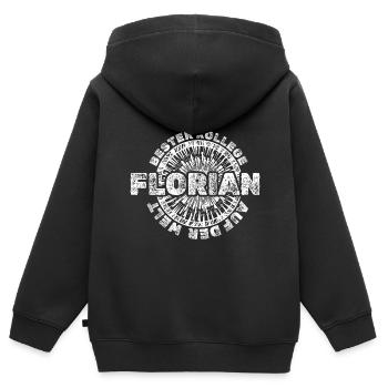 Florian - Kinder Premium Organic Zip Hoodie - Schwarz - Hinten - AI Model Kid Male (0cm)