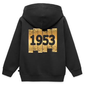 Gold Tone 1953 - Kids Premium Organic Zip-up Hoodie - black - Back - AI Model Kid Male (0cm)
