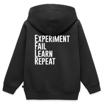 Experiment Fail Learn Repeat - Kinder Premium Organic Zip Hoodie - Schwarz - Hinten - AI Model Kid Male (0cm)