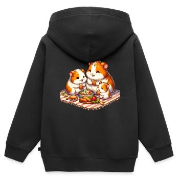 Meerschweinchen Familie Picknick im Freien - Kinder Premium Organic Zip Hoodie - Schwarz - Hinten - AI Model Kid Male (0cm)