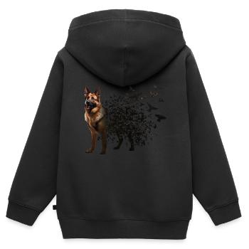German Shepherd - Kids Premium Organic Zip-up Hoodie - black - Back - AI Model Kid Male (0cm)