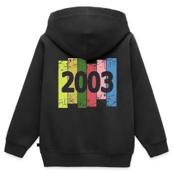 2003 - Kinder Premium Organic Zip Hoodie - Schwarz - Hinten - AI Model Kid Male (0cm)