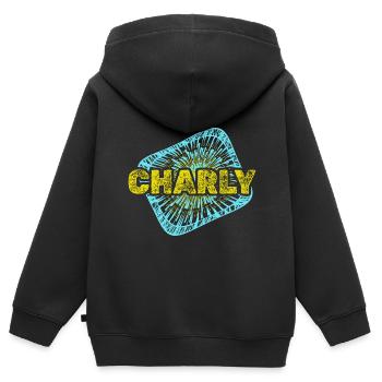 Leisure time Charly - Kids Premium Organic Zip-up Hoodie - black - Back - AI Model Kid Male (0cm)