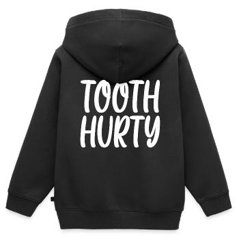 Dent blessée - Sweat Premium à capuche zippé enfant bio - noir - Dos - AI Model Kid Male (0cm)