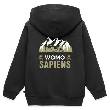 Womo Sapiens - Kids Premium Organic Zip-up Hoodie - black - Back - AI Model Kid Male (0cm)