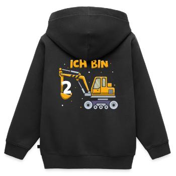 Bagger Design Ich Bin 2. Jahre 2. Geburtstag Bagge - Kinder Premium Organic Zip Hoodie - Schwarz - Hinten - AI Model Kid Male (0cm)