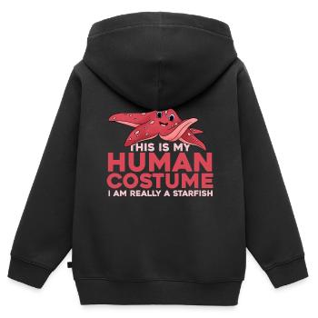 Seestern - Kinder Premium Organic Zip Hoodie - Schwarz - Hinten - AI Model Kid Male (0cm)