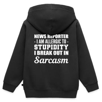 Allergique à la stupidité. Personne sarcastique Ges - Sweat Premium à capuche zippé enfant bio - noir - Dos - AI Model Kid Male (0cm)