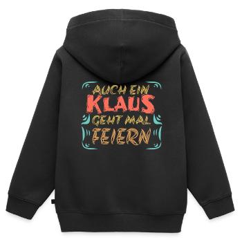 Feiern mit Klaus - Kinder Premium Organic Zip Hoodie - Schwarz - Hinten - AI Model Kid Male (0cm)