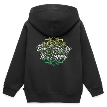 Dont Hurry Be Happy Namaste Yoga Meditation - Kids Premium Organic Zip-up Hoodie - black - Back - AI Model Kid Male (0cm)