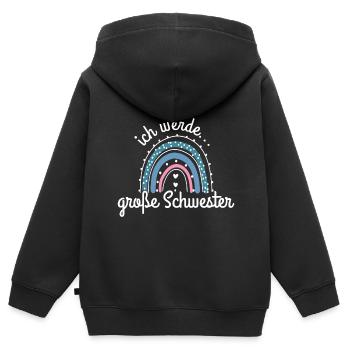 Ich werde Große Schwester 2023 / Regenbogen - Kinder Premium Organic Zip Hoodie - Schwarz - Hinten - AI Model Kid Male (0cm)