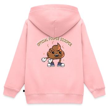 Official Pooper Scooper 17 - Kinder Premium Organic Zip Hoodie - Rosa - Hinten - AI Model Kid Female (0cm)
