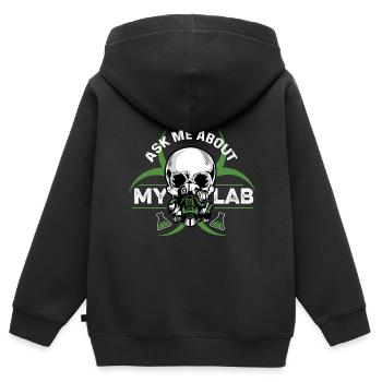 Über mein Labor Labortechniker Gift - Kinder Premium Organic Zip Hoodie - Schwarz - Hinten - AI Model Kid Male (0cm)