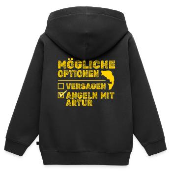 Angeln Fisch Artur - Kinder Premium Organic Zip Hoodie - Schwarz - Hinten - AI Model Kid Male (0cm)