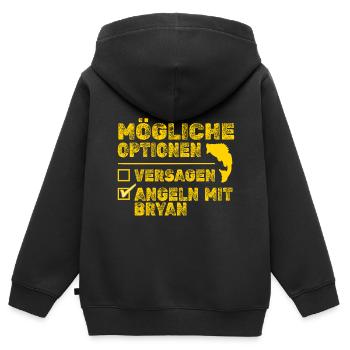 Angeln Bryan - Kinder Premium Organic Zip Hoodie - Schwarz - Hinten - AI Model Kid Male (0cm)