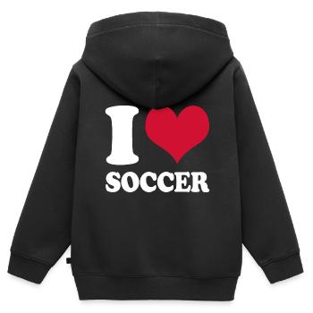 Fußball Fußballspieler I Love Soccer - Kinder Premium Organic Zip Hoodie - Schwarz - Hinten - AI Model Kid Male (0cm)