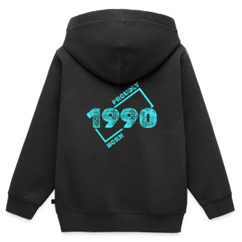 Born 1990 - Kids Premium Organic Zip-up Hoodie - black - Back - AI Model Kid Male (0cm)