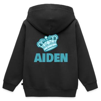 Crown Aiden - Sweat Premium à capuche zippé enfant bio - noir - Dos - AI Model Kid Male (0cm)