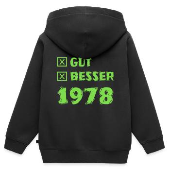 Besser 1978 - Kinder Premium Organic Zip Hoodie - Schwarz - Hinten - AI Model Kid Male (0cm)