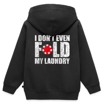 Je ne plie même pas mon linge 3 - Sweat Premium à capuche zippé enfant bio - noir - Dos - AI Model Kid Male (0cm)