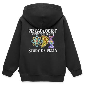 Pizzaologist, To The In-Depth Study Of Pizza 3 - Kids Premium Organic Zip-up Hoodie - black - Back - AI Model Kid Male (0cm)