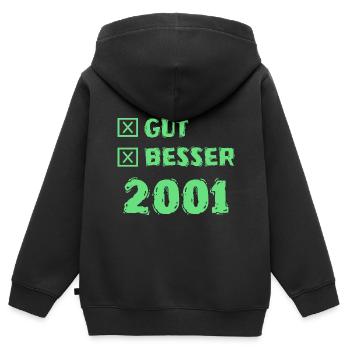 Besser 2001 - Kinder Premium Organic Zip Hoodie - Schwarz - Hinten - AI Model Kid Male (0cm)