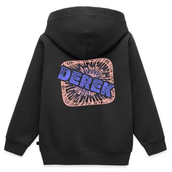 Cadeau pour Derek - Sweat Premium à capuche zippé enfant bio - noir - Dos - AI Model Kid Male (0cm)