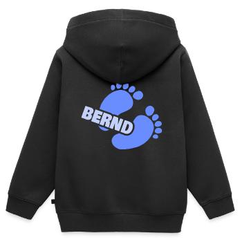 Fußabdruck Bernd - Kinder Premium Organic Zip Hoodie - Schwarz - Hinten - AI Model Kid Male (0cm)