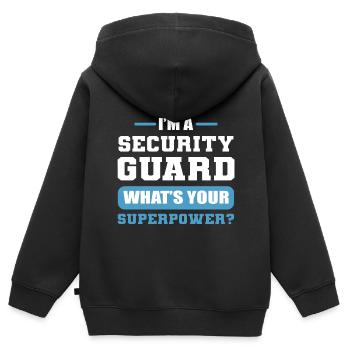 I'm A Security Guard What's Your Superpower? - Kinder Premium Organic Zip Hoodie - Schwarz - Hinten - AI Model Kid Male (0cm)