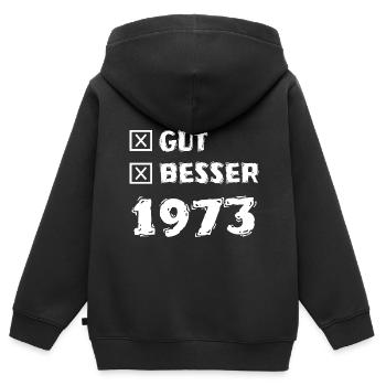 Besser 1973 - Kinder Premium Organic Zip Hoodie - Schwarz - Hinten - AI Model Kid Male (0cm)