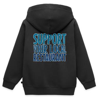 Soutenez votre restaurant local 3 - Sweat Premium à capuche zippé enfant bio - noir - Dos - AI Model Kid Male (0cm)