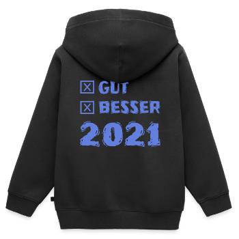 Besser 2021 - Kinder Premium Organic Zip Hoodie - Schwarz - Hinten - AI Model Kid Male (0cm)