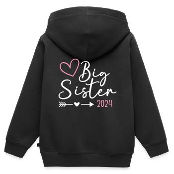 Ich werde große Schwester 2024 Herz Loading Süß - Kinder Premium Organic Zip Hoodie - Schwarz - Hinten - AI Model Kid Male (0cm)